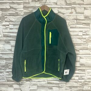 PUMA Sherpa Fleece Jacket Green with Neon Accents